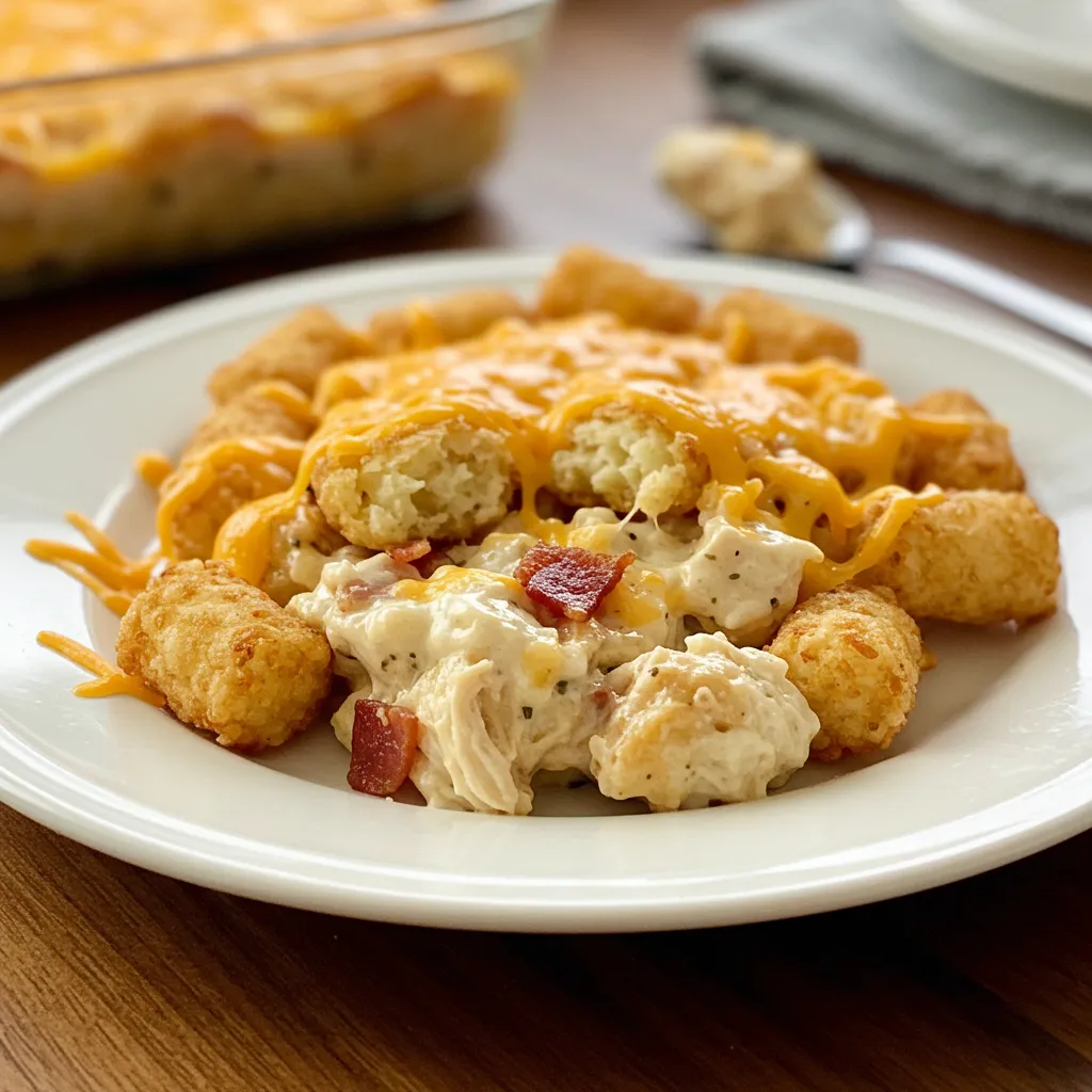 BEST RECIPE for Chicken Bacon Ranch Tater Tot Casserole: Ultimate Comfort Food Perfection - tertiary view